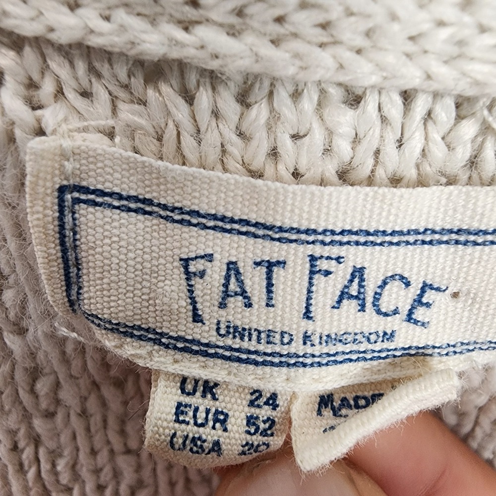 Fat Face Cream Ivory Chunky Knit Fisherman Sweater Women's Size 20 - Picture 6 of 8